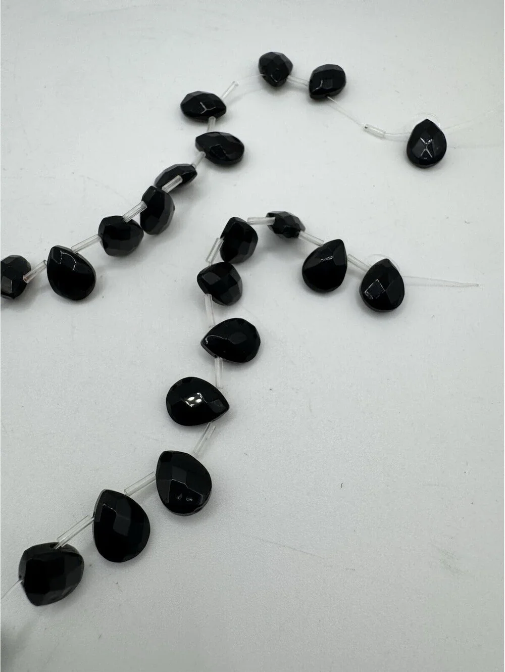 2 Strand Of 16 (32 Total) Black Onyx Faceted Beads - NOS